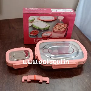 Dollsoul Premium Stainless Steel Leak Proof Air Tight Lunch Boxes (900ML+200ML Approx / 2 Pc Set)